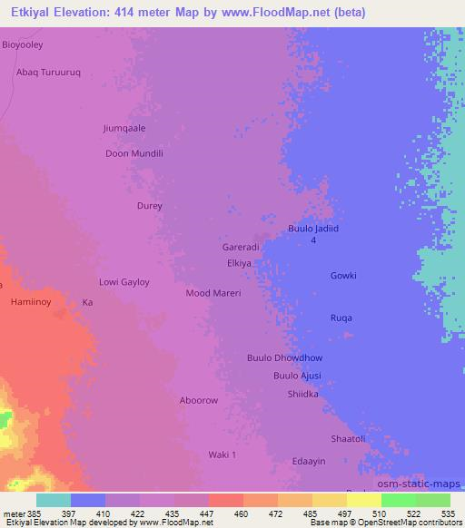 Etkiyal,Somalia Elevation Map