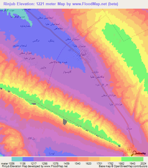 Rinjub,Iran Elevation Map