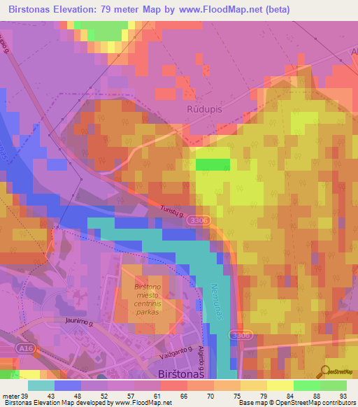 Birstonas,Lithuania Elevation Map
