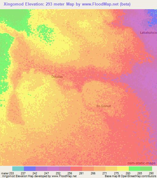 Xingomod,Somalia Elevation Map