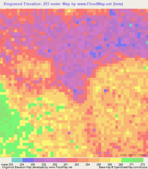 Xingomod,Somalia Elevation Map