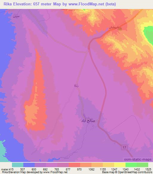 Rika,Iran Elevation Map