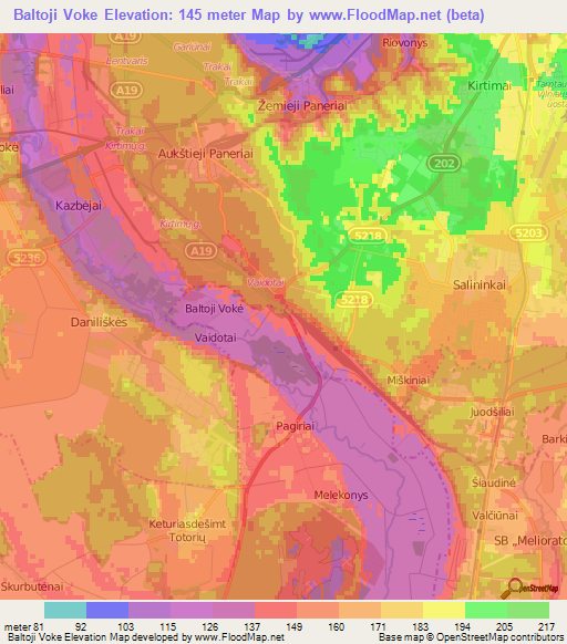 Baltoji Voke,Lithuania Elevation Map