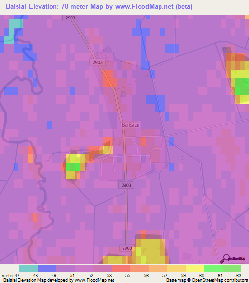 Balsiai,Lithuania Elevation Map