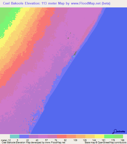 Ceel Bakoole,Somalia Elevation Map