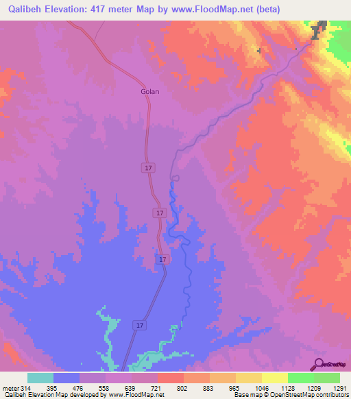 Qalibeh,Iran Elevation Map