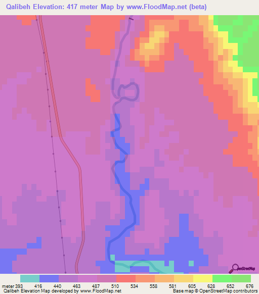 Qalibeh,Iran Elevation Map