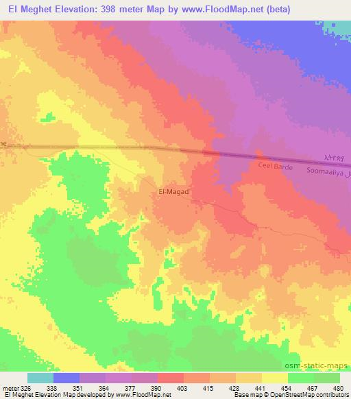 El Meghet,Somalia Elevation Map