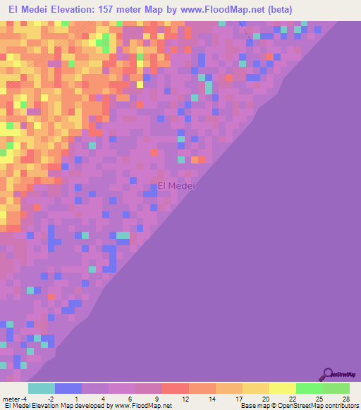 El Medei,Somalia Elevation Map