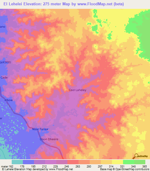 El Lehelei,Somalia Elevation Map