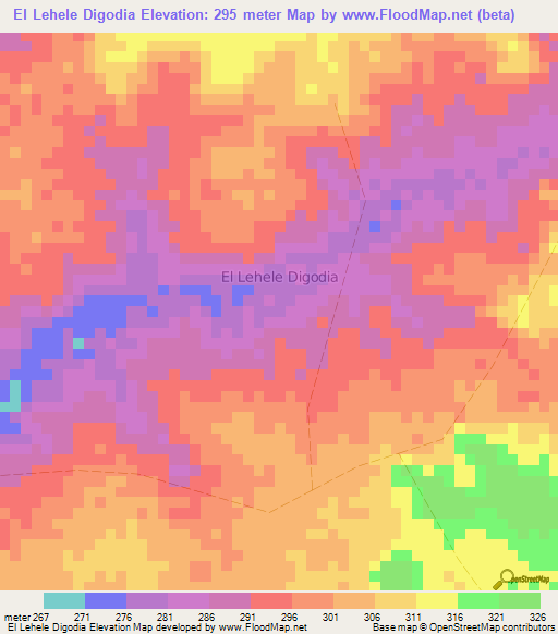 El Lehele Digodia,Somalia Elevation Map