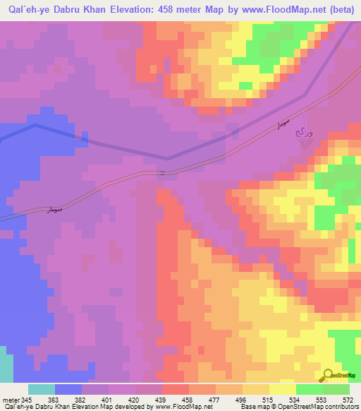 Qal`eh-ye Dabru Khan,Iran Elevation Map