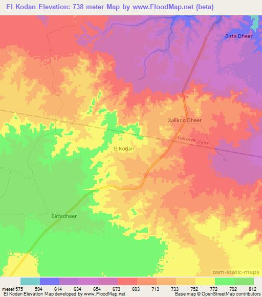 El Kodan,Somalia Elevation Map