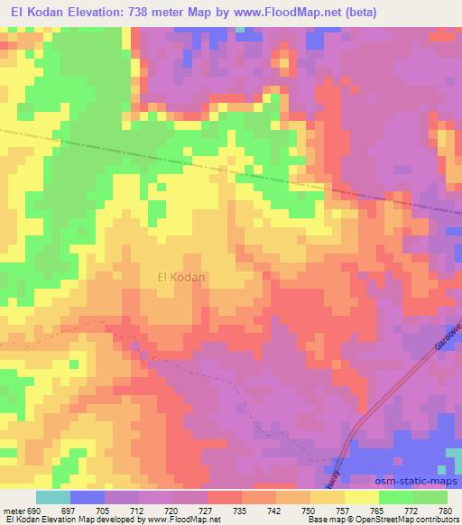 El Kodan,Somalia Elevation Map
