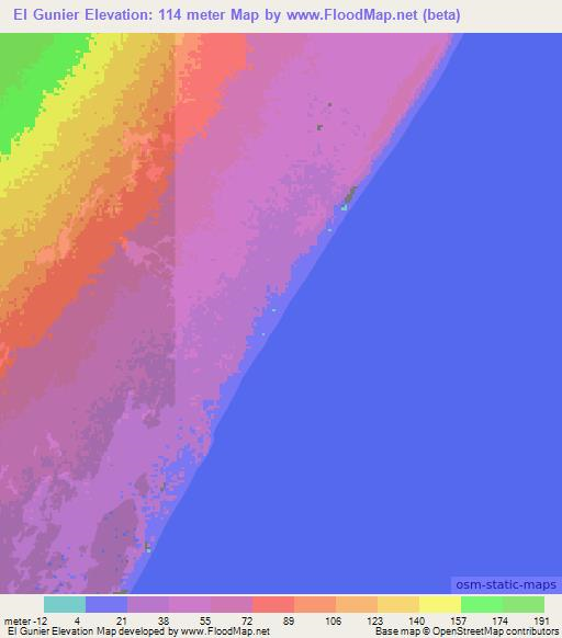 El Gunier,Somalia Elevation Map