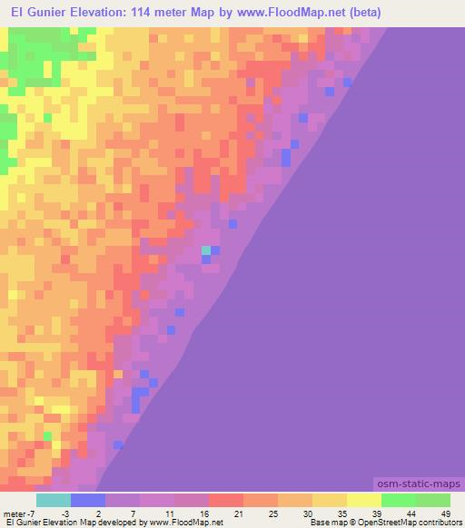 El Gunier,Somalia Elevation Map