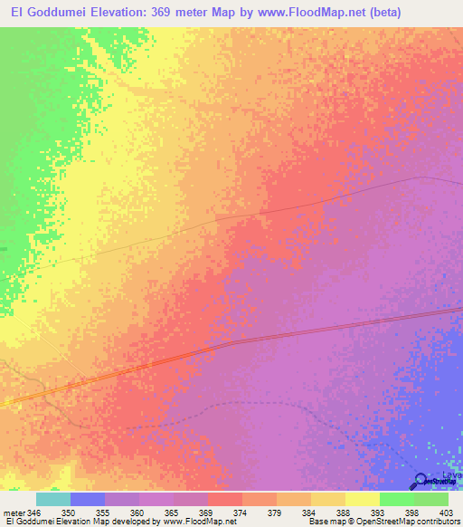 El Goddumei,Somalia Elevation Map