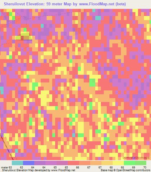 Sheruilovut,Uzbekistan Elevation Map