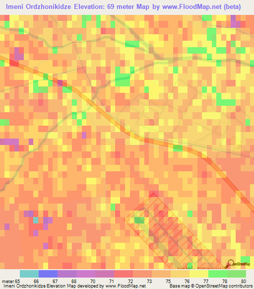 Imeni Ordzhonikidze,Uzbekistan Elevation Map