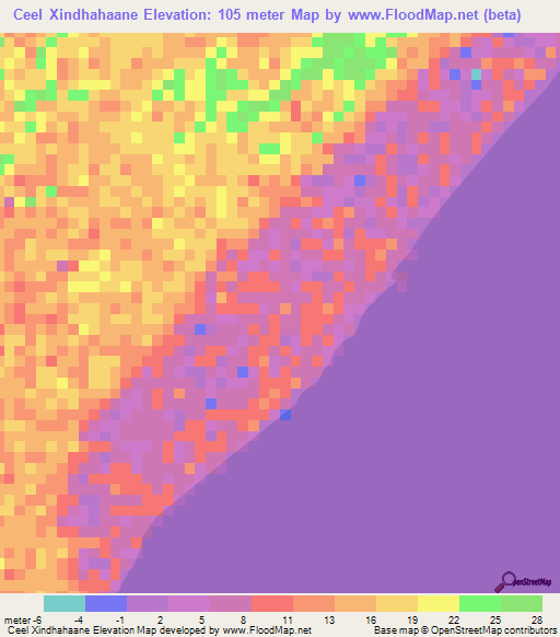 Ceel Xindhahaane,Somalia Elevation Map