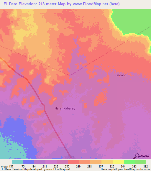 El Dere,Somalia Elevation Map