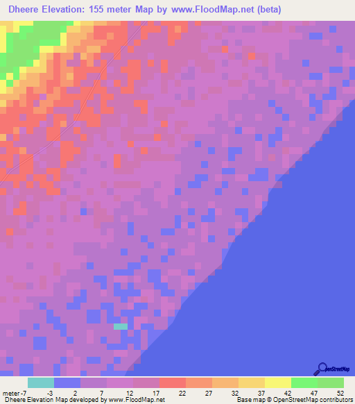 Dheere,Somalia Elevation Map
