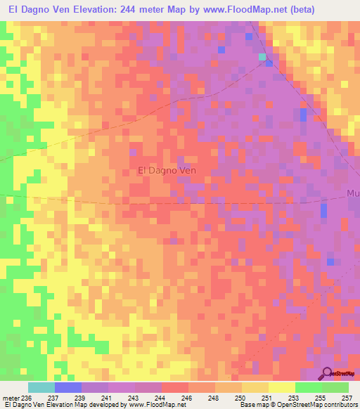 El Dagno Ven,Somalia Elevation Map