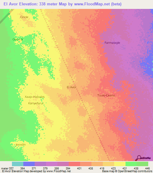 El Avor,Somalia Elevation Map