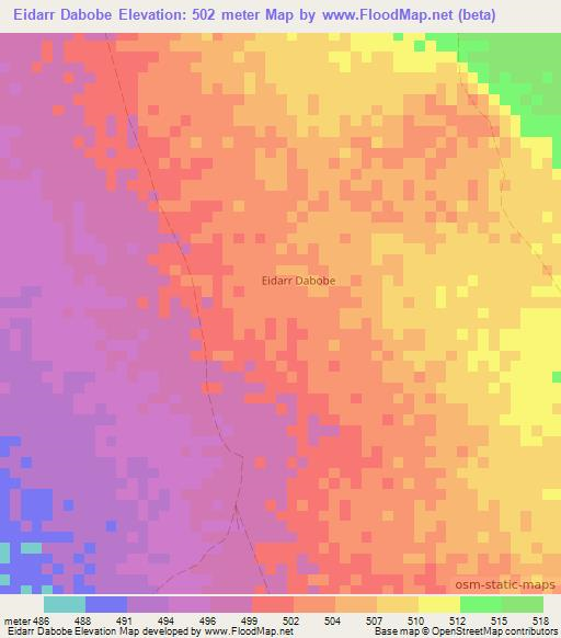 Eidarr Dabobe,Somalia Elevation Map