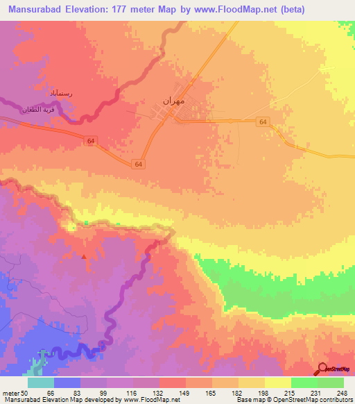 Mansurabad,Iran Elevation Map