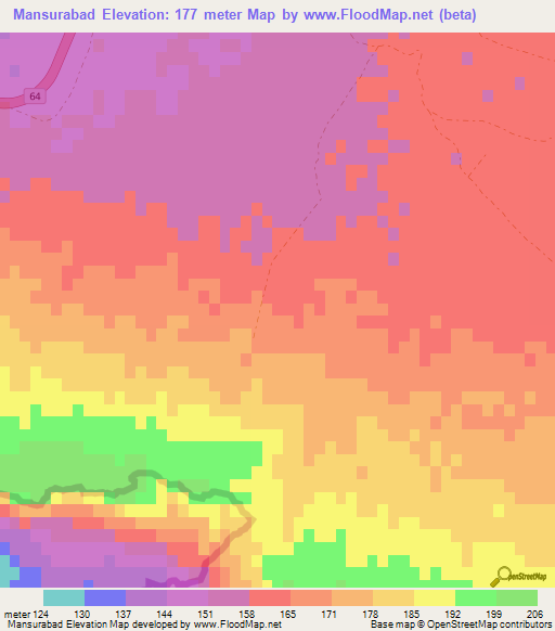 Mansurabad,Iran Elevation Map