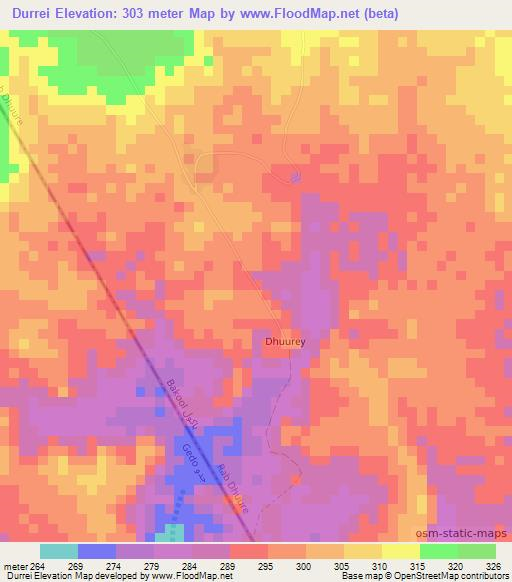 Durrei,Somalia Elevation Map