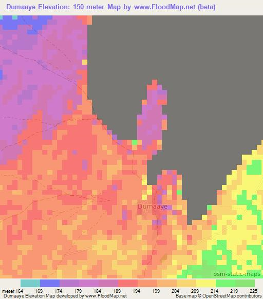 Dumaaye,Somalia Elevation Map