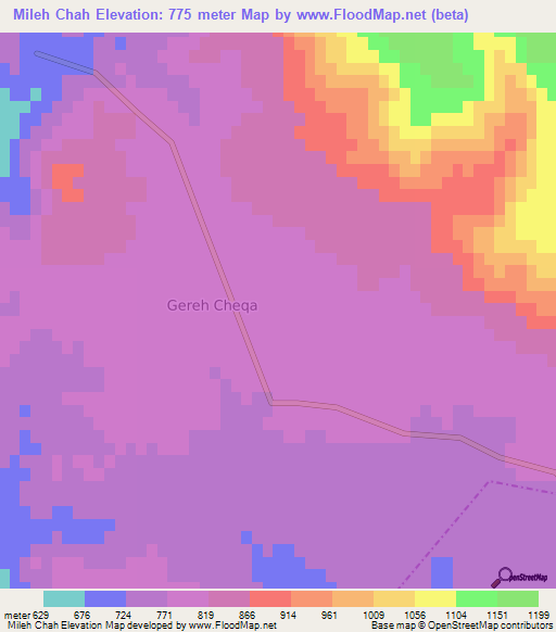 Mileh Chah,Iran Elevation Map