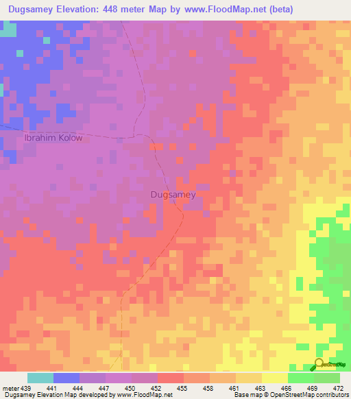 Dugsamey,Somalia Elevation Map