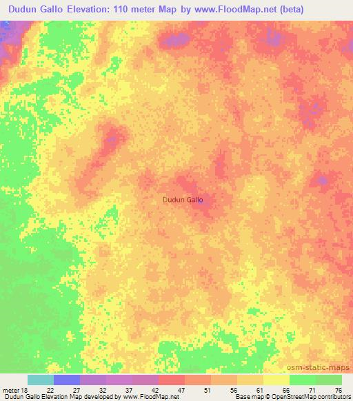 Dudun Gallo,Somalia Elevation Map