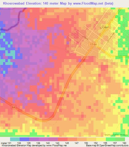 Khosrowabad,Iran Elevation Map