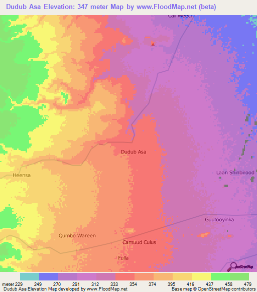 Dudub Asa,Somalia Elevation Map