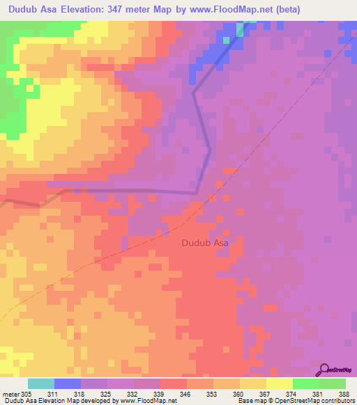 Dudub Asa,Somalia Elevation Map