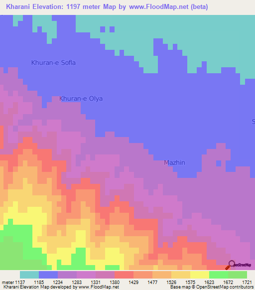 Kharani,Iran Elevation Map