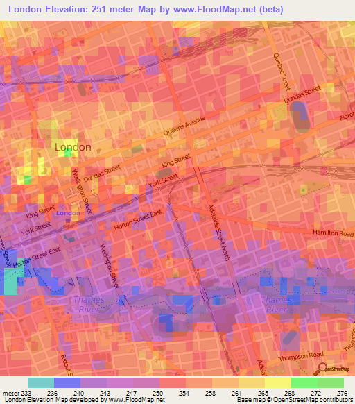 London,Canada Elevation Map