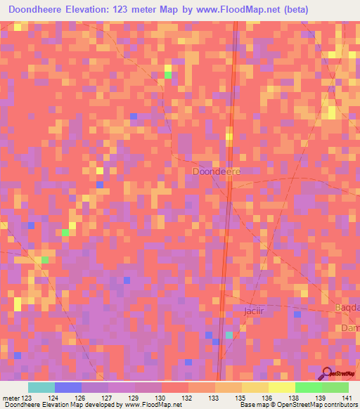 Doondheere,Somalia Elevation Map
