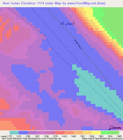 Kani Gulan,Iran Elevation Map