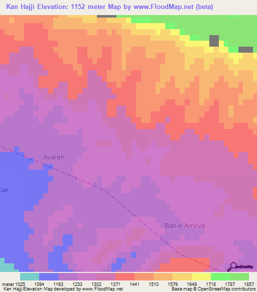 Kan Hajji,Iran Elevation Map