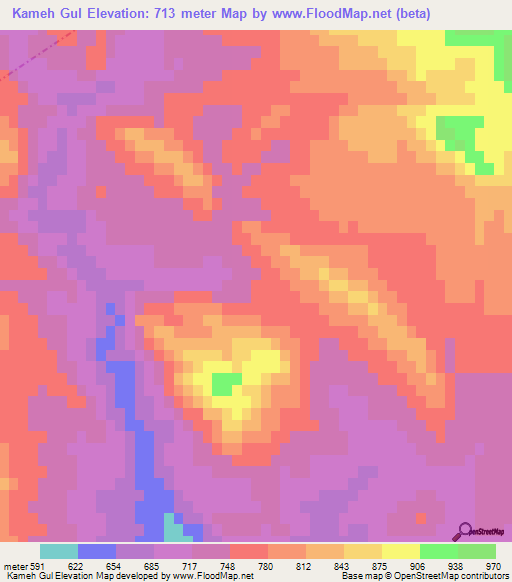 Kameh Gul,Iran Elevation Map