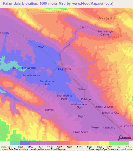 Kalan Bala,Iran Elevation Map