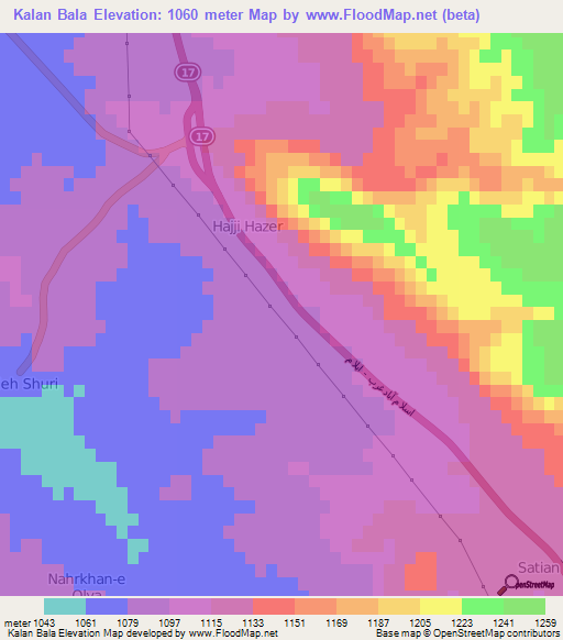 Kalan Bala,Iran Elevation Map