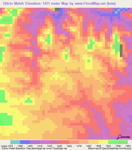Dibrio Meleh,Somalia Elevation Map