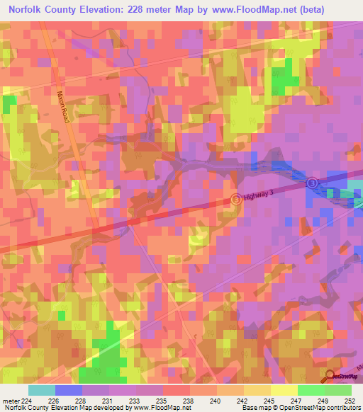 Norfolk County,Canada Elevation Map