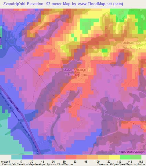 Zvandrip'shi,Georgia Elevation Map